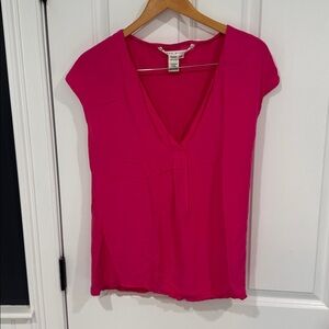 Vibrant Pink V-Neck Blouse
